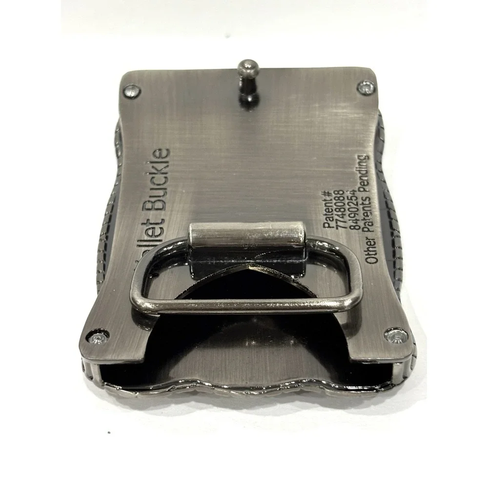 Wallet Buckle Gunmetal Metal Belt Buckle Hidden Wallet Card Holder Patented